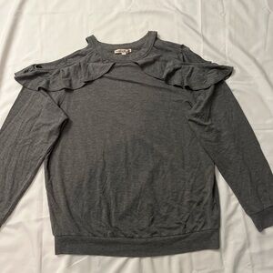 Express ruffle cut out shoulder top